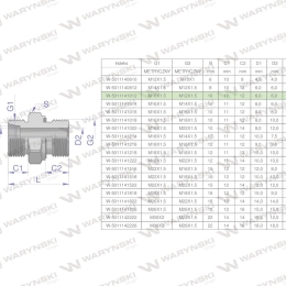 Przyłączka hydrauliczna metryczna BB (XGE) M16x1.5 10L x M12x1.5 ED Waryński ( sprzedawane po 5 )