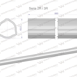 Rura zewnętrzna Seria 2R i 3R do wału 1010 przegubowo-teleskopowego 43.5x3.4 mm 885 mm WARYŃSKI