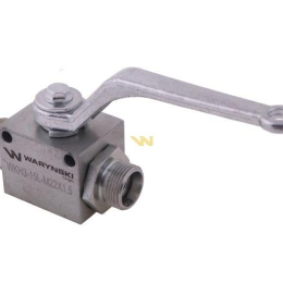 Zawór kulowy hydrauliczny 3-drogowy 3/2 M22x1.5 15L z otworami mocującymi 500 bar Waryński
