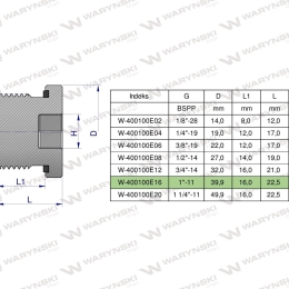 Korek hydrauliczny calowy (na imbus) 1" BSP ED Waryński ( sprzedawane po 2 )