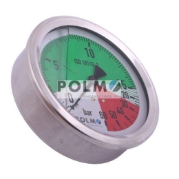 Manometr glicerynowy M100 0-15/60 bar gwint G1/4" tylne przyłącze. obudowa kwasoodporna. sadowniczy POLMO