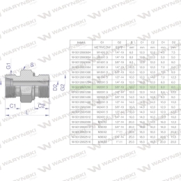 Przyłączka hydrauliczna (odmiana ciężka XGE) BB M20x1.5 12S x 3/8" BSP ED Waryński ( sprzedawane po 5 )