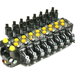 Rozdzielacz 8 sekcyjny (80/80.80/80.80/80.40/40.40/40.40/40.65/65.65/65) 120 l/min. prop. LS. opcja dźwigni. 24VDC