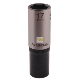 Nasadka sześciokątna 1/2". 17 mm. długa. CrV50BV30. DIN 3124. Waryński