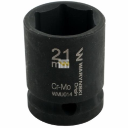 Nasadka udarowa sześciokątna 1/2". 21 mm. CrMo. DIN 3129. Waryński