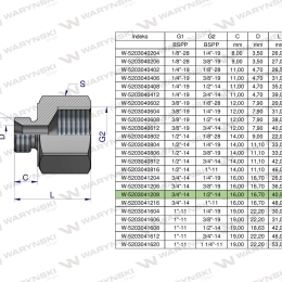 Tulejka różnicowa hydrauliczna calowa AB 3/4"GZ x 1/2"GW BSP Waryński ( sprzedawane po 2 )