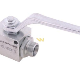 Zawór kulowy hydrauliczny 2-drogowy 2/2 M22x1.5 15L z otworami mocującymi 500 bar Waryński
