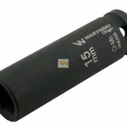 Nasadka udarowa sześciokątna długa 1/2". 15 mm. CrMo. DIN 3129. Waryński