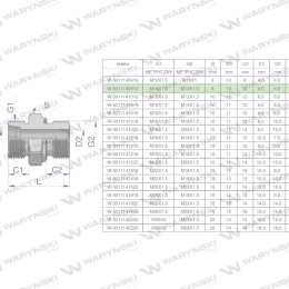 Przyłączka hydrauliczna metryczna BB (XGE) M14x1.5 08L x M12x1.5 ED Waryński ( sprzedawane po 5 )