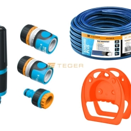 Zestaw ogrodowy 1/2"  (wąż 20m. zestaw natryskowy. wieszak na wąż) / TEGER