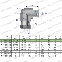Kolanko hydrauliczne calowe AB 1/8" BSP Waryński