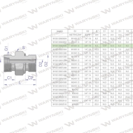 Przyłączka hydrauliczna (odmiana ciężka XGE) BB M16x1.5 08S x 3/8" BSP ED Waryński ( sprzedawane po 5 )