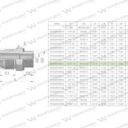 Przyłączka hydrauliczna BB 9/16"UNF (JIC) x M14x1.5 (XGE) Waryński ( sprzedawane po 2 )
