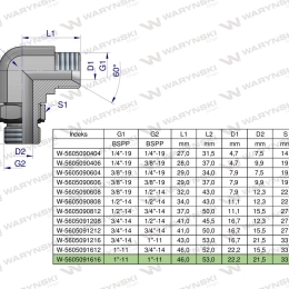 Kolanko hydrauliczne nastawne calowe BB 1" x 1" BSP z regulacją Waryński