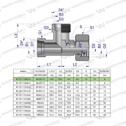 Trójnik hydrauliczny niesymetryczny metryczny BBA M12x1.5 06L (XEVL) Waryński ( sprzedawane po 2 )