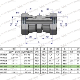 Złączka hydrauliczna calowa AA 3/4" BSP Waryński