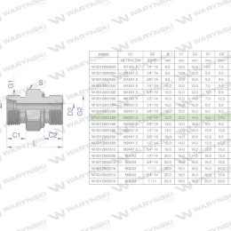 Przyłączka hydrauliczna (odmiana ciężka XGE) BB M20x1.5 12S x 1/2" BSP ED Waryński ( sprzedawane po 5 )