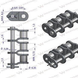 Półogniwo łańcucha P06B-3 (R3 3/8) Waryński ( sprzedawane po 5 )