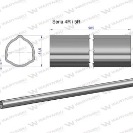 Rura zewnętrzna Seria 4R i 5R do wału 1110 przegubowo-teleskopowego 51.5x3 mm 985 mm WARYŃSKI