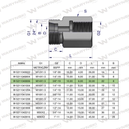 Tulejka różnicowa hydrauliczna AB M14x1.5 08L GZ x 3/8" BSP GW Waryński ( sprzedawane po 2 )