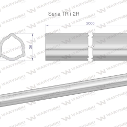 Rura trójkątna wewnętrzna Seria 2R, rura zewnętrzna Seria 1R do wału przegubowo-teleskopowego 36x3.2mm 2m WARYŃSKI (sprzedawane po 2)