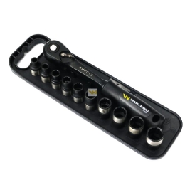 Zestaw 12 el. nasadki 3/8  przedłużka 7.5 cm grzechotka  6 7 8 9 10 11 12 13 14 15 Waryński
