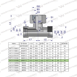 Trójnik hydrauliczny symetryczny metryczny BAB M26x1.5 18L (XEVT) Waryński