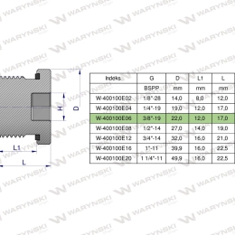 Korek hydrauliczny calowy (na imbus) 3/8" BSP ED Waryński ( sprzedawane po 10 )