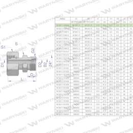 Złączka hydrauliczna metryczna AB (XKOR) A-M14x1.5 08L / B-M12x1.5 06L Waryński ( sprzedawane po 2 )