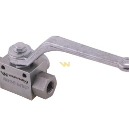 Zawór kulowy hydrauliczny 3-drogowy 3/2 - 1/4"BSP z otworami mocującymi 500 bar Waryński