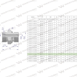 Przyłączka hydrauliczna metryczna BB (XGE) M26x1.5 18L x M22x1.5 ED Waryński ( sprzedawane po 2 )