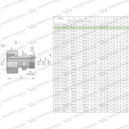 Złączka hydrauliczna metryczna AB (XKOR) A-M16x1.5 10L / B-M12x1.5 06L Waryński ( sprzedawane po 2 )