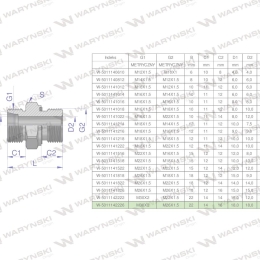 Przyłączka hydrauliczna metryczna BB (XGE) M30x2 22L x M26x1.5 ED Waryński ( sprzedawane po 2 )