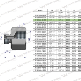 Tulejka różnicowa hydrauliczna calowa AB 1/4"GZ x 1/8"GW BSP Waryński ( sprzedawane po 2 )