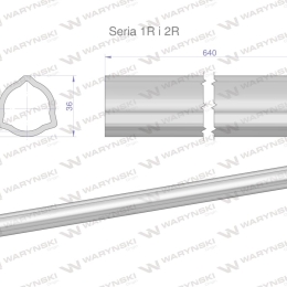 Rura wewnętrzna Seria 2R, rura zewnętrzna Seria 1R do wału 760 przegubowo-teleskopowego 36x3.2 mm 640 mm WARYŃSKI