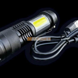 Latarka kompaktowa LED COB aluminiowa obudowa 200 lm z funkcją oświetlenia warsztatowego 500mAh USB Teger