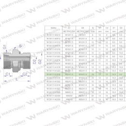 Przyłączka hydrauliczna metryczna BB (XGE) M22x1.5 15L x M16x1.5 ED Waryński ( sprzedawane po 10 )