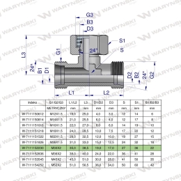 Trójnik hydrauliczny symetryczny metryczny BAB M30x2 22L (XEVT) Waryński