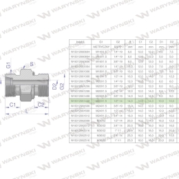 Przyłączka hydrauliczna (odmiana ciężka XGE) BB M22x1.5 14S x 1/2" BSP ED Waryński ( sprzedawane po 5 )