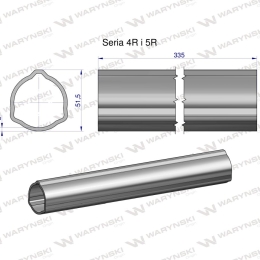 Rura zewnętrzna Seria 4R i 5R do wału 460 przegubowo-teleskopowego 51.5x3 mm 335 mm WARYŃSKI