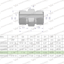 Złączka hydrauliczna calowa BB 1" ORFS (UNF) Waryński