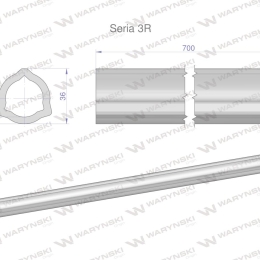 Rura wewnętrzna Seria 3R do wału 860 przegubowo-teleskopowego 36x4.5 mm 705 mm WARYŃSKI