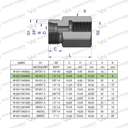 Tulejka różnicowa hydrauliczna AB M14x1.5 08L GZ x 1/4" BSP GW Waryński ( sprzedawane po 2 )