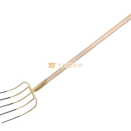 Widły gospodarcze 5-zębne na drewnianym trzonku, (dł. 1500 mm), kute, Teger
