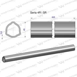 Rura wewnętrzna Seria 4R i 5R do wału 760 przegubowo-teleskopowego 45x3.8 mm 605 mm WARYŃSKI