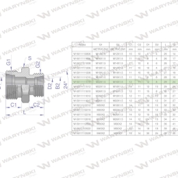 Złączka hydrauliczna redukcyjna metryczna BB M22x1.5 15L / M16x1.5 10L (XG) Waryński ( sprzedawane po 10 )