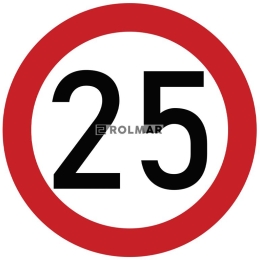 Naklejka laminowana limit prędkości 25 km/h- czerwona obwódka