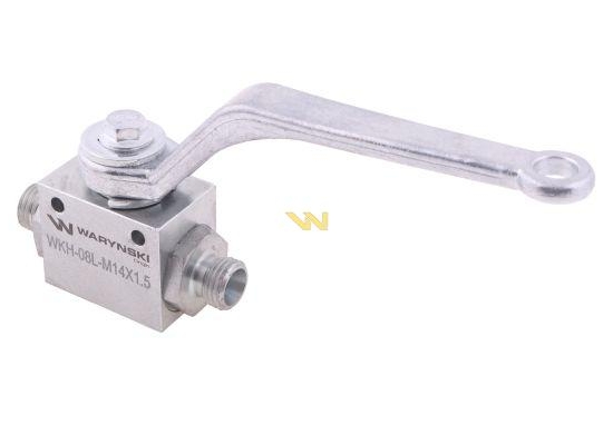 Zawór kulowy hydrauliczny 2-drogowy 2/2 M14x1.5 08L z otworami mocującymi 500 bar Waryński