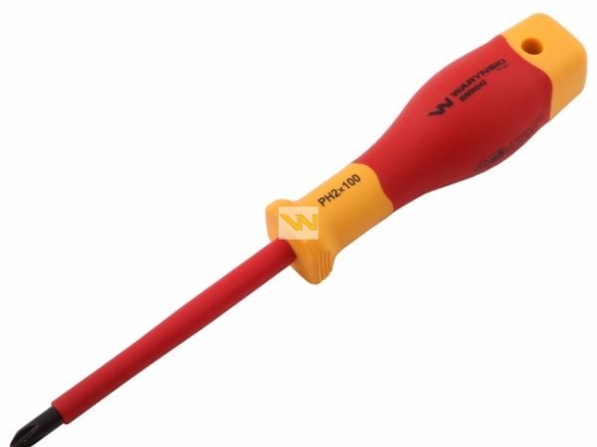 Wkrętak PH2 100 mm izolowany VDE stal S2, Waryński