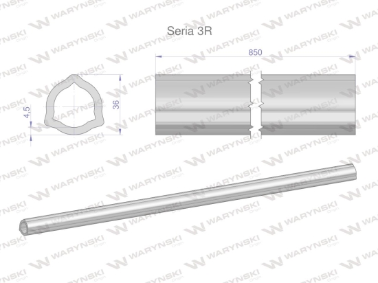 Rura wewnętrzna Seria 3R do wału 1010 przegubowo-teleskopowego 36x4.5 mm 855 mm WARYŃSKI